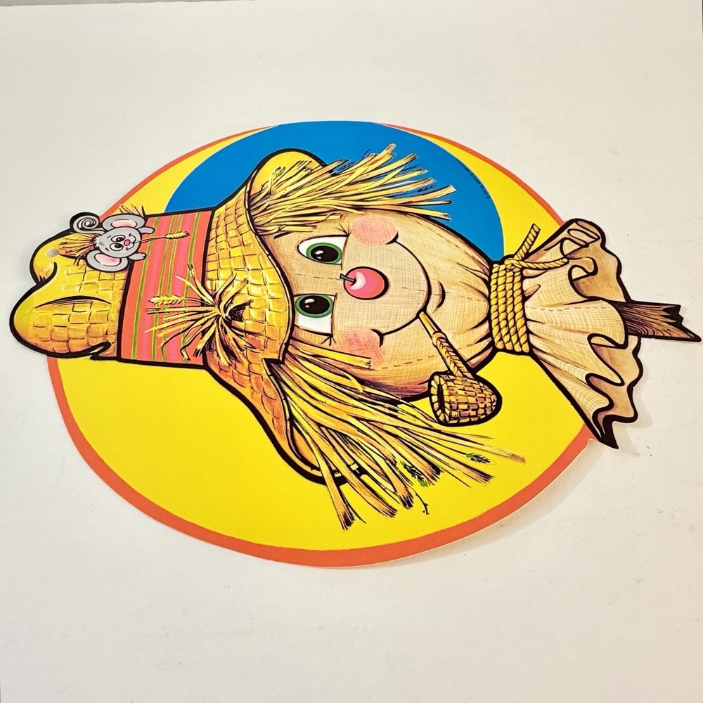 Vintage 1979 Beistle Scarecrow Die Cut Halloween Wall Decoration USA Mouse Hat - Picture 6 of 9
